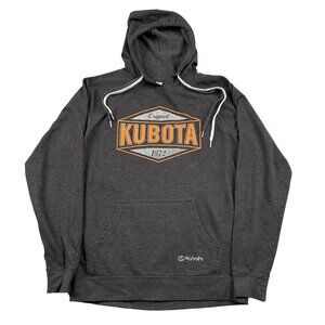 Kubota Hoodie Mens L Grey Workwear Pullover w/ Drawstring